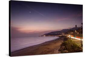 Sunset on Will Rogers Beach and the Pacific Coast Highway-Mark Chivers-Stretched Canvas