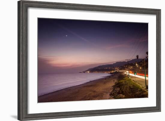 Sunset on Will Rogers Beach and the Pacific Coast Highway-Mark Chivers-Framed Photographic Print