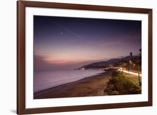 Sunset on Will Rogers Beach and the Pacific Coast Highway-Mark Chivers-Framed Photographic Print