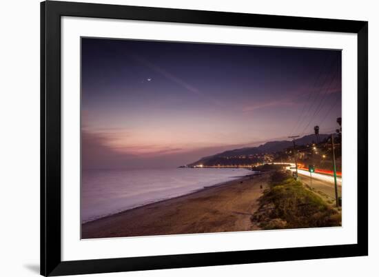 Sunset on Will Rogers Beach and the Pacific Coast Highway-Mark Chivers-Framed Photographic Print