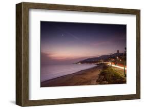 Sunset on Will Rogers Beach and the Pacific Coast Highway-Mark Chivers-Framed Photographic Print