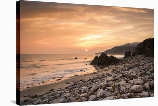 Sunset on Will Rogers Beach, Pacific Palisades, California, United States of America, North America-Mark Chivers-Stretched Canvas