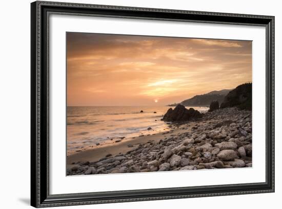 Sunset on Will Rogers Beach, Pacific Palisades, California, United States of America, North America-Mark Chivers-Framed Photographic Print