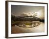 Sunset Over a Bridge in Da Nang with a Small Fisherman's Boat-Alex Saberi-Framed Photographic Print