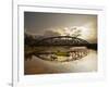 Sunset Over a Bridge in Da Nang with a Small Fisherman's Boat-Alex Saberi-Framed Photographic Print