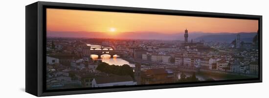 Sunset over a City, Florence, Tuscany, Italy-null-Framed Stretched Canvas