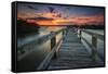 Sunset over a Fishing Pier in Wildcat Cove, Florida-Frances Gallogly-Framed Stretched Canvas