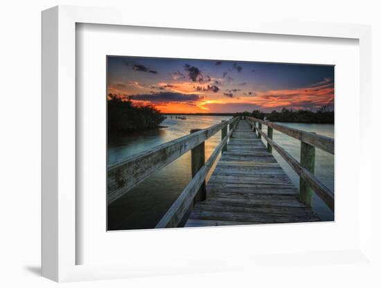 Sunset over a Fishing Pier in Wildcat Cove, Florida-Frances Gallogly-Framed Photographic Print