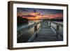 Sunset over a Fishing Pier in Wildcat Cove, Florida-Frances Gallogly-Framed Photographic Print