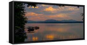 Sunset over a lake, Knowlton, Quebec, Canada-null-Framed Stretched Canvas