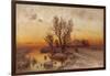 Sunset over a Ukrainian Hamlet, 1915-Juli Julievich Klever-Framed Giclee Print