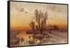 Sunset over a Ukrainian Hamlet, 1915-Juli Julievich Klever-Framed Stretched Canvas