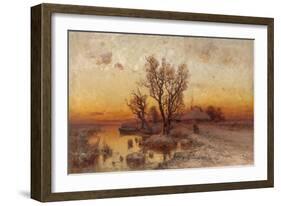 Sunset over a Ukrainian Hamlet, 1915-Juli Julievich Klever-Framed Giclee Print