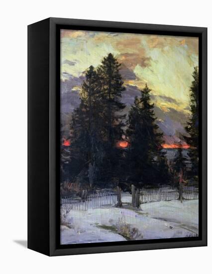 Sunset over a Winter Landscape, circa 1902-Abram Efimovich Arkhipov-Framed Stretched Canvas