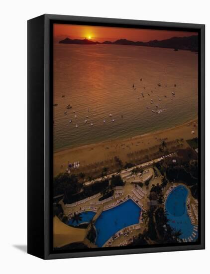 Sunset Over Acapulco Bay, Acapulco, Mexico-Walter Bibikow-Framed Stretched Canvas