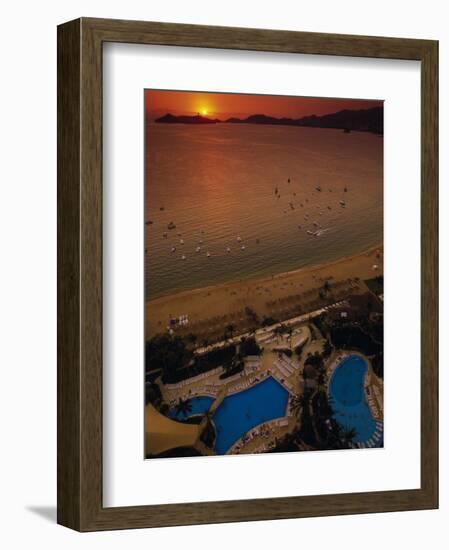 Sunset Over Acapulco Bay, Acapulco, Mexico-Walter Bibikow-Framed Photographic Print