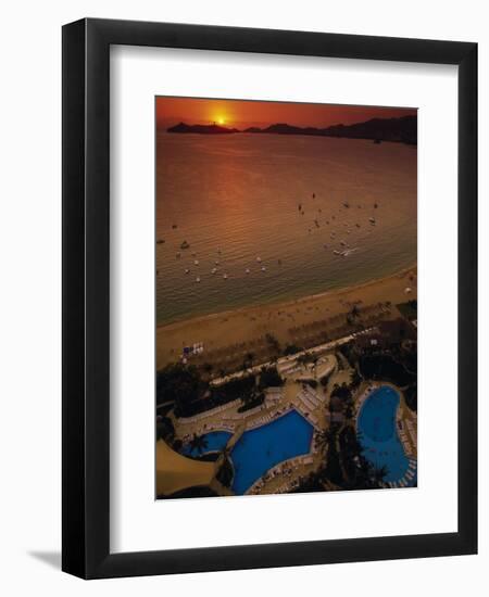 Sunset Over Acapulco Bay, Acapulco, Mexico-Walter Bibikow-Framed Photographic Print