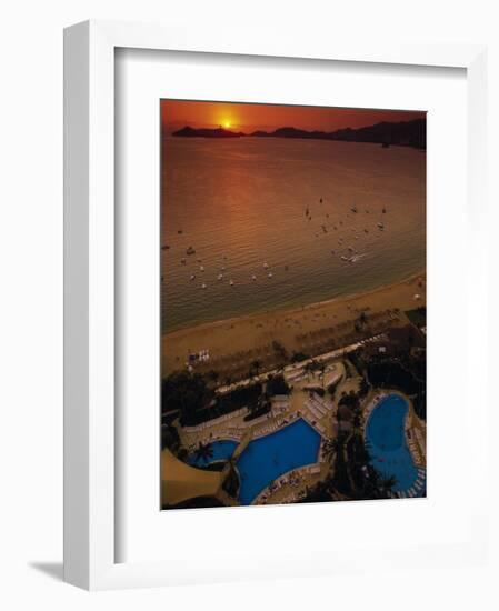 Sunset Over Acapulco Bay, Acapulco, Mexico-Walter Bibikow-Framed Photographic Print