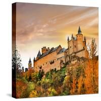 Sunset over Alcazar Castle, Spain, Segovia-Maugli-l-Stretched Canvas