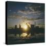 Sunset over an Oil Refinery Near Swansea, South Wales-null-Stretched Canvas