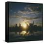 Sunset over an Oil Refinery Near Swansea, South Wales-null-Framed Stretched Canvas