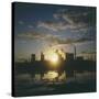 Sunset over an Oil Refinery Near Swansea, South Wales-null-Stretched Canvas