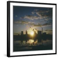 Sunset over an Oil Refinery Near Swansea, South Wales-null-Framed Photographic Print