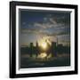 Sunset over an Oil Refinery Near Swansea, South Wales-null-Framed Photographic Print