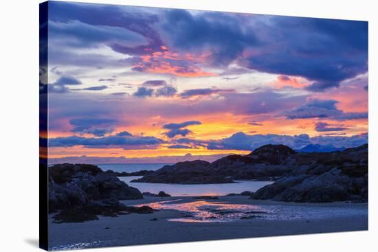 Sunset over Ardtoe Bay, Ardnamurchan Peninsula, Lochaber, Highlands, Scotland, United Kingdom-Gary Cook-Stretched Canvas