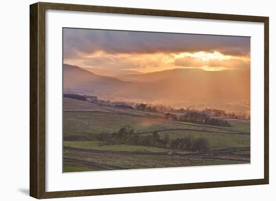 Sunset over Askrigg Common in the Yorkshire Dales, Yorkshire, England, United Kingdom, Europe-Julian Elliott-Framed Photographic Print