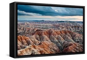 Sunset over Badlands National Park, Sd-James White-Framed Stretched Canvas