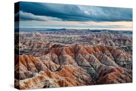 Sunset over Badlands National Park, Sd-James White-Stretched Canvas