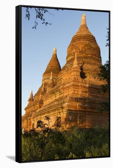 Sunset over Bagan. Seen from Buleithee Pagoda. Bagan. Myanmar-Tom Norring-Framed Stretched Canvas