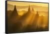 Sunset over Bagan-Jon Hicks-Framed Stretched Canvas