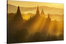 Sunset over Bagan-Jon Hicks-Stretched Canvas