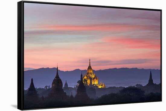 Sunset over Bagan-Jon Hicks-Framed Stretched Canvas