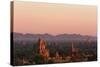 Sunset over Bagan-Jon Hicks-Stretched Canvas