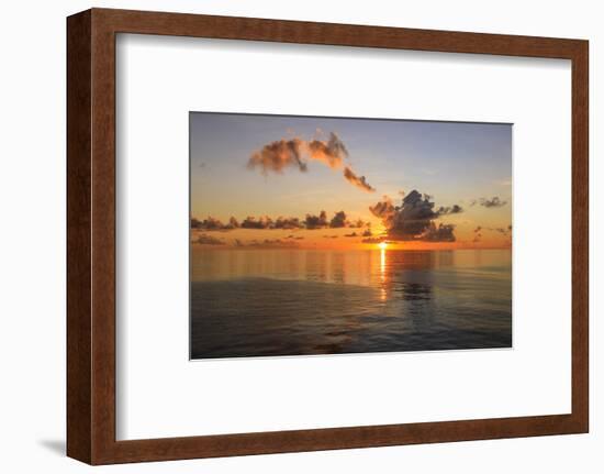 Sunset over beautiful calm sea, interesting clouds, vibrant colours, St. Kitts, St. Kitts and Nevis-Eleanor Scriven-Framed Photographic Print