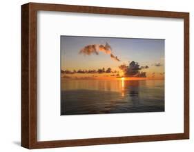 Sunset over beautiful calm sea, interesting clouds, vibrant colours, St. Kitts, St. Kitts and Nevis-Eleanor Scriven-Framed Photographic Print