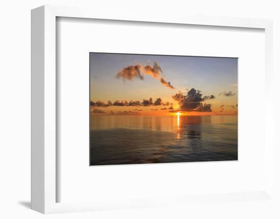 Sunset over beautiful calm sea, interesting clouds, vibrant colours, St. Kitts, St. Kitts and Nevis-Eleanor Scriven-Framed Photographic Print