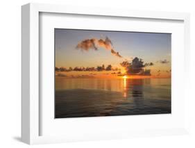 Sunset over beautiful calm sea, interesting clouds, vibrant colours, St. Kitts, St. Kitts and Nevis-Eleanor Scriven-Framed Photographic Print