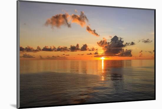 Sunset over beautiful calm sea, interesting clouds, vibrant colours, St. Kitts, St. Kitts and Nevis-Eleanor Scriven-Mounted Photographic Print