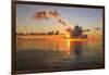 Sunset over beautiful calm sea, interesting clouds, vibrant colours, St. Kitts, St. Kitts and Nevis-Eleanor Scriven-Framed Photographic Print