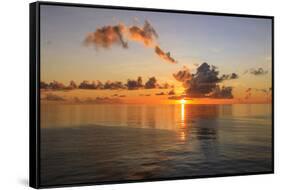 Sunset over beautiful calm sea, interesting clouds, vibrant colours, St. Kitts, St. Kitts and Nevis-Eleanor Scriven-Framed Stretched Canvas