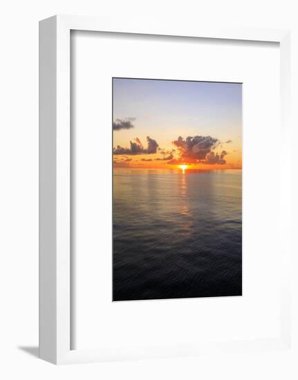 Sunset over beautiful calm sea, interesting clouds, vibrant colours, St. Kitts, St. Kitts and Nevis-Eleanor Scriven-Framed Photographic Print