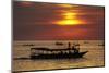 Sunset over Boats on Tonle Sap Lake at Chong Kneas Floating Village, Near Siem Reap, Cambodia-David Wall-Mounted Photographic Print