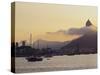 Sunset over Botafogo Bay and Corcovado Mountain viewed from Urca, Rio de Janeiro, Brazil, South Ame-Karol Kozlowski-Stretched Canvas