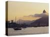 Sunset over Botafogo Bay and Corcovado Mountain viewed from Urca, Rio de Janeiro, Brazil, South Ame-Karol Kozlowski-Stretched Canvas