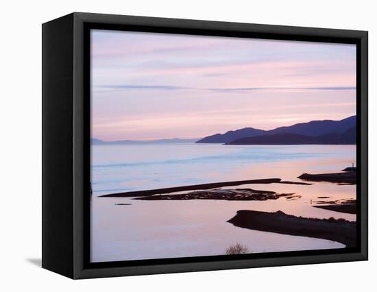 Sunset over Burrard Inlet and the Strait of Georgia, Vancouver, British Columbia, Canada-Christian Kober-Framed Stretched Canvas