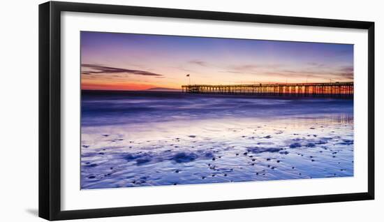 Sunset over Channel Islands and Ventura Pier from San Buenaventura State Beach, Ventura, California-Russ Bishop-Framed Photographic Print